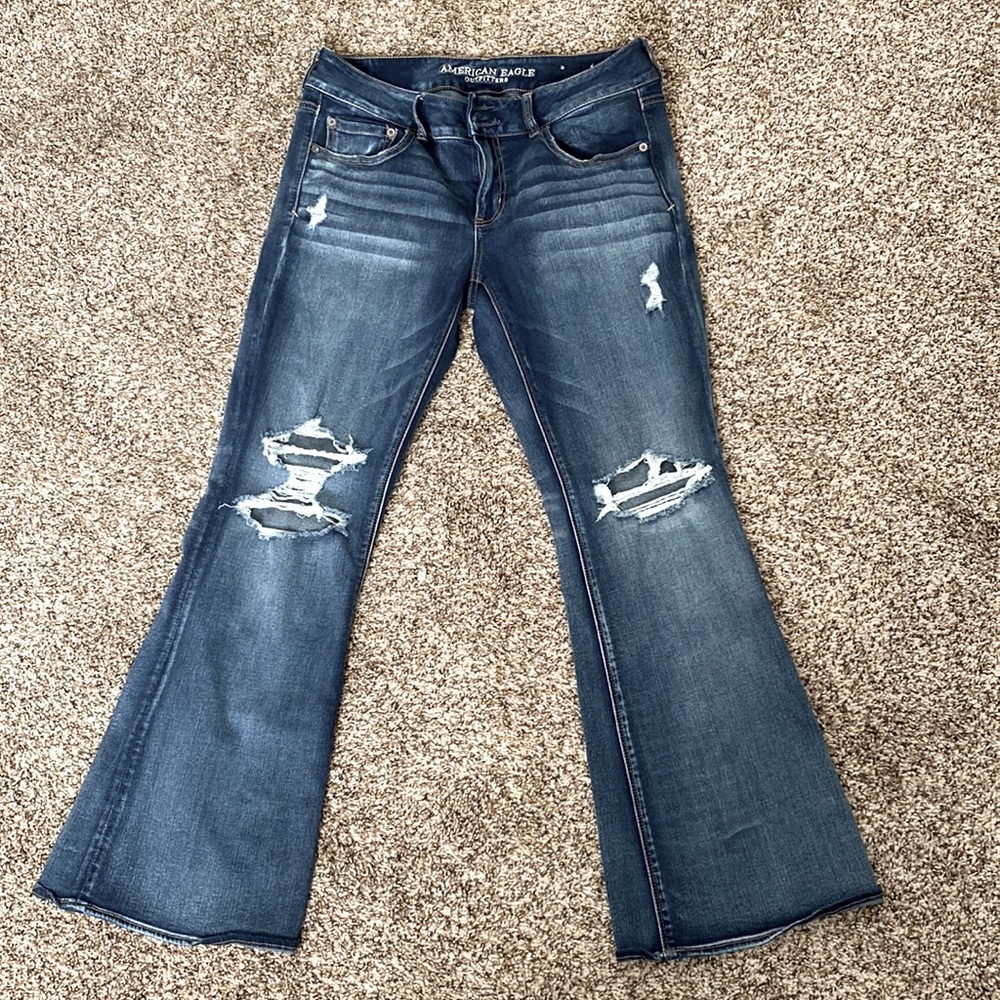 American Eagle Flare Denim Distressed